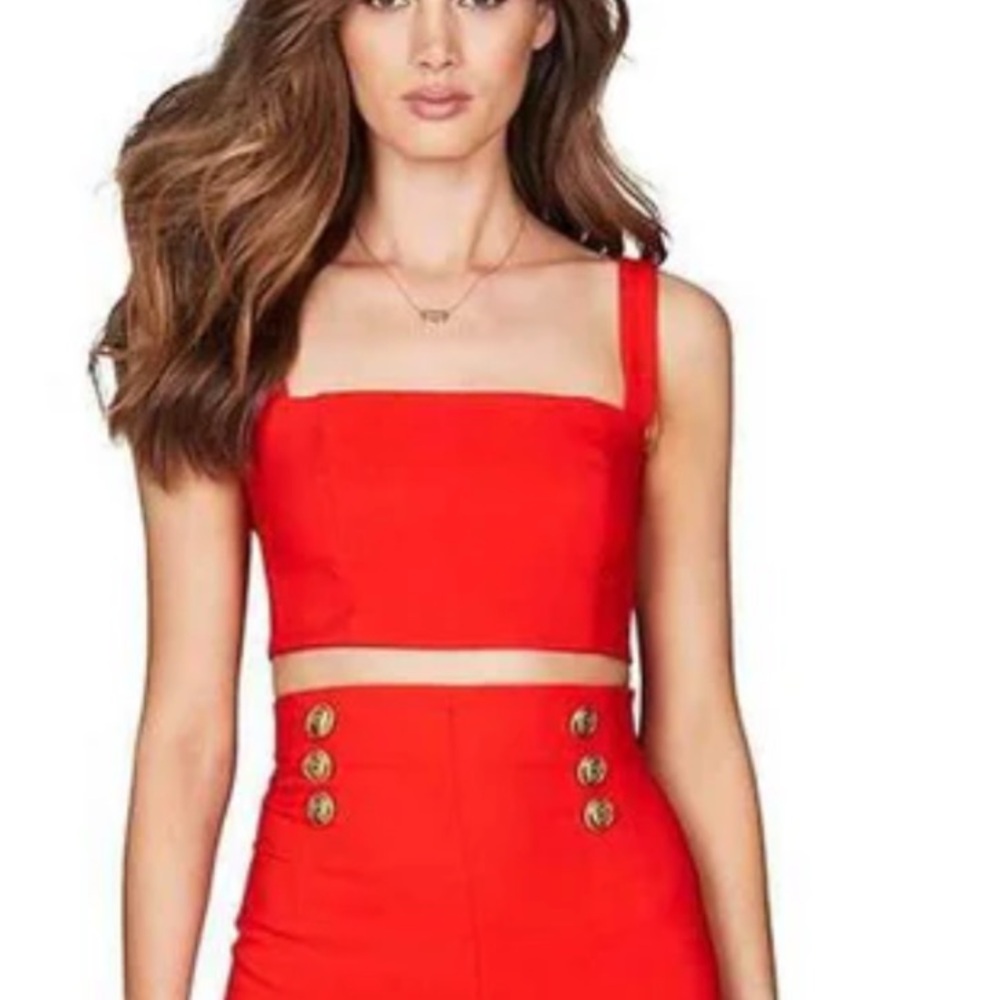 NWT Nookie Milano Crop Bandeau Top in Orange/Red. Size Large